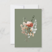 Boho Peach & Rust Blumenzage Grüne Hochzeit Save The Date (Rückseite)