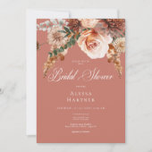 Boho Peach & Rust Brautparty Einladung (Vorderseite)