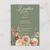 Boho Peach & Rust Floral Sage Green Empfang Begleitkarte (Vorderseite)