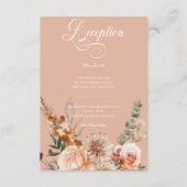 Boho Peach & Rust Peach Blush Empfang Begleitkarte (Vorderseite)