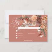 Boho Peach & Rust Rostbrust Abendessen RSVP Karte (Vorderseite)
