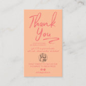 Boho peach Skript Foto Logo-Bestellung Vielen Dank Visitenkarte (Vorderseite)