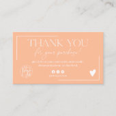 Boho peach Skript Reihenfolge danke Visitenkarte (Vorderseite)