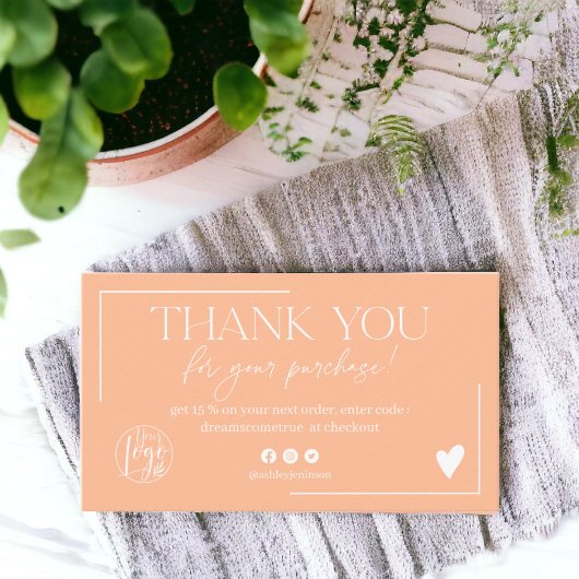 Boho peach Skript Reihenfolge danke Visitenkarte