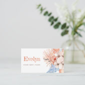 Boho peach und Blue Visitenkarte (Stehend Vorderseite)