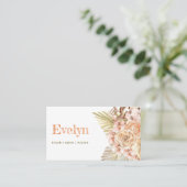 Boho Peach und Oliven Green Visitenkarte (Stehend Vorderseite)