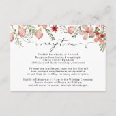 Boho Peach Watercolor Floral Wedding Reception Begleitkarte (Vorderseite)