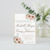 BOHO Peach Wedding Postkarte (Stehend Vorderseite)