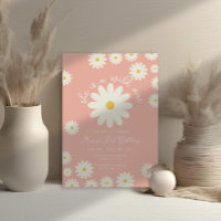 Boho Peach White Daisy Sie ist ein Wilder ONE Gebu