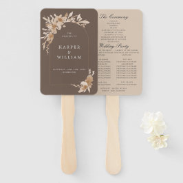 Boho peach Wildblumen Hochzeitsprogramm Handfan Fächer