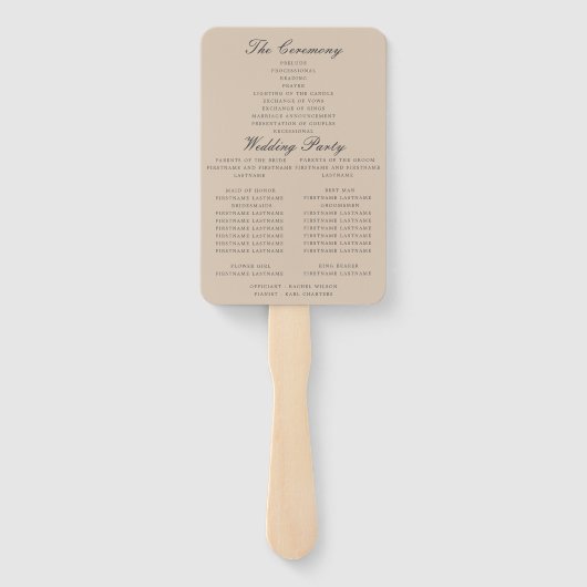 Boho peach Wildblumen Hochzeitsprogramm Handfan Fächer (Rückseite)