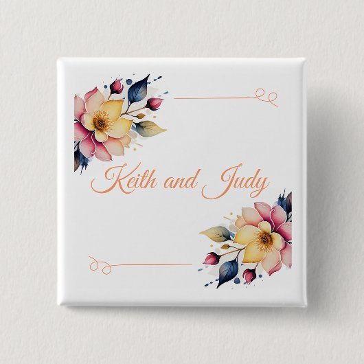 Boho Peachy Floral Button (Vorderseite)