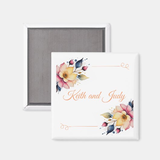 Boho Peachy Floral Magnet (Vorderseite/Rückseite)