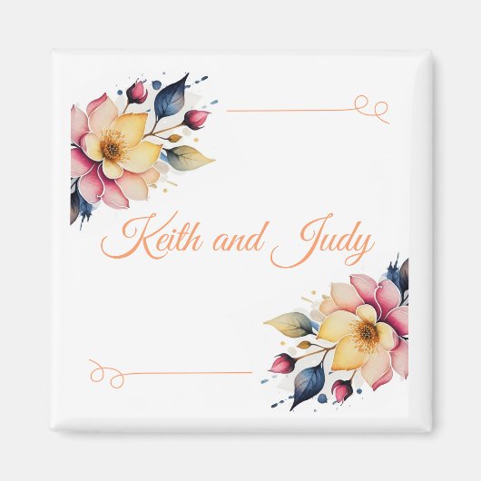 Boho Peachy Floral Magnet (Vorne)