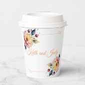 Boho Peachy Floral Pappbecher (Rückseite)