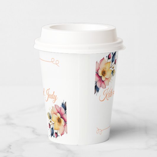 Boho Peachy Floral Pappbecher (Rechts)