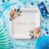 Boho Peachy Floral Pappteller (Party)