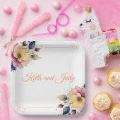 Boho Peachy Floral Pappteller (Party)