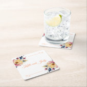 Boho Peachy Floral Rechteckiger Pappuntersetzer (Vor Ort)