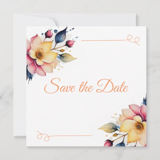 Boho Peachy Floral Save The Date (Vorderseite)
