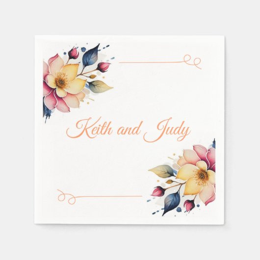 Boho Peachy Floral Serviette (Vorderseite)