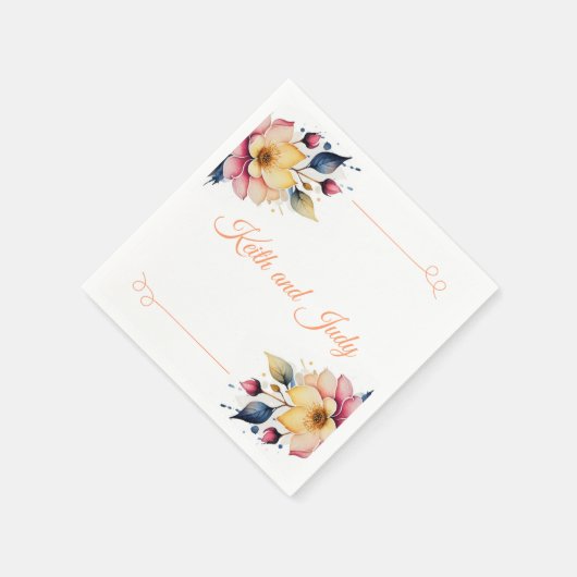 Boho Peachy Floral Serviette (Ecke)