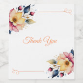 Boho Peachy Floral Weinetikett (Einzelnes Label)