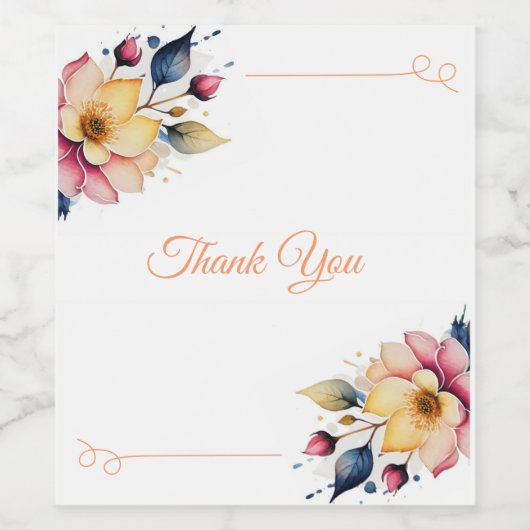 Boho Peachy Floral Weinetikett (Einzelnes Label)