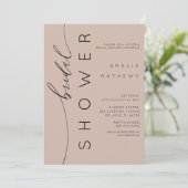 Boho Peachy Pink Simple Bridal Shower Einladung (Stehend Vorderseite)