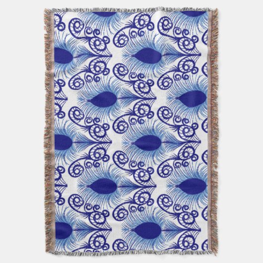 Boho Peacock Feather Jewel Tone-Blue Decke (Vorderseite Vertikal)