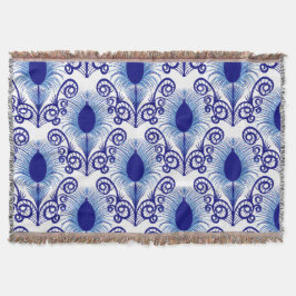 Boho Peacock Feather Jewel Tone-Blue Decke