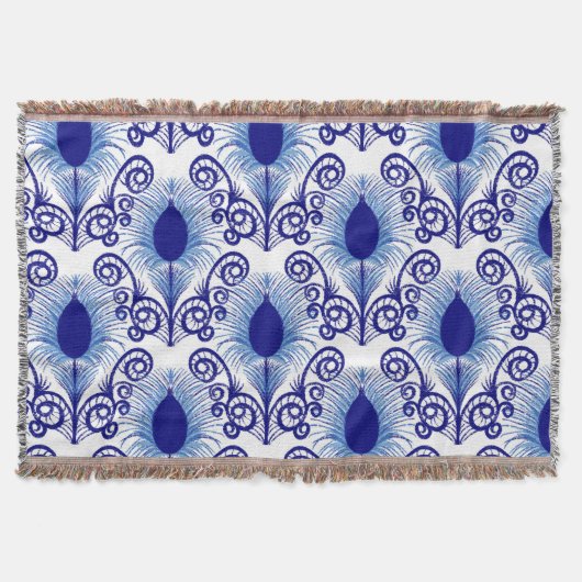 Boho Peacock Feather Jewel Tone-Blue Decke (Vorderseite)