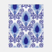 Boho Peacock Feather Jewel Tone-Blue Fleecedecke (Vorderseite)