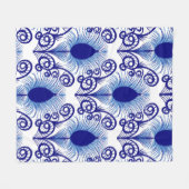 Boho Peacock Feather Jewel Tone-Blue Fleecedecke (Vorderseite (Horizontal))