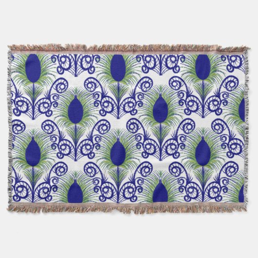 Boho Peacock Feather Jewel Tone-Blue Green Decke (Vorderseite)