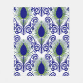 Boho Peacock Feather Jewel Tone-Blue Green Fleecedecke (Vorderseite)
