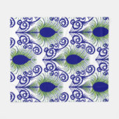 Boho Peacock Feather Jewel Tone-Blue Green Fleecedecke (Vorderseite (Horizontal))