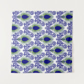 Boho Peacock Feather Jewel Tone-Blue Green Wandteppich (Vorderseite (Horizontal))