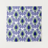 Boho Peacock Feather Jewel Tone-Blue Green Wandteppich (Vorderseite)