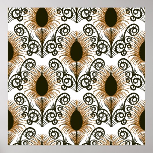 Boho Peacock Feather Jewel Tone Brown & Gold Poster (Vorne)