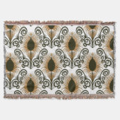 Boho Peacock Feather Jewel Tone-Golden Brown Decke (Vorderseite)