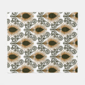 Boho Peacock Feather Jewel Tone-Golden Brown Fleecedecke (Vorderseite (Horizontal))