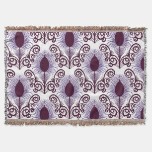 Boho Peacock Feather Jewel Tone-Lila Monochrome Decke