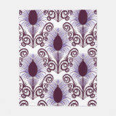 Boho Peacock Feather Jewel Tone-Lila Monochrome Fleecedecke (Vorderseite)