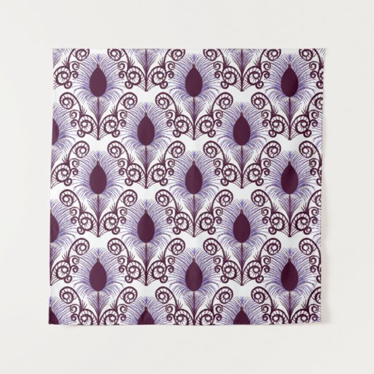 Boho Peacock Feather Jewel Tone-Lila Wandteppich (Vorderseite)