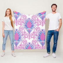 Boho Peacock Feather Jewel Tone-Neon Pink