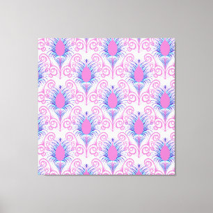 Boho Peacock Feather Jewel Tone-Neon Pink Leinwanddruck