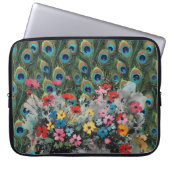 Boho Peacock Feathers And Wildflowers Laptopschutzhülle (Vorderseite)