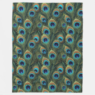 Boho Peacock Feathers Fleecedecke