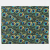 Boho Peacock Feathers Fleecedecke (Vorderseite (Horizontal))